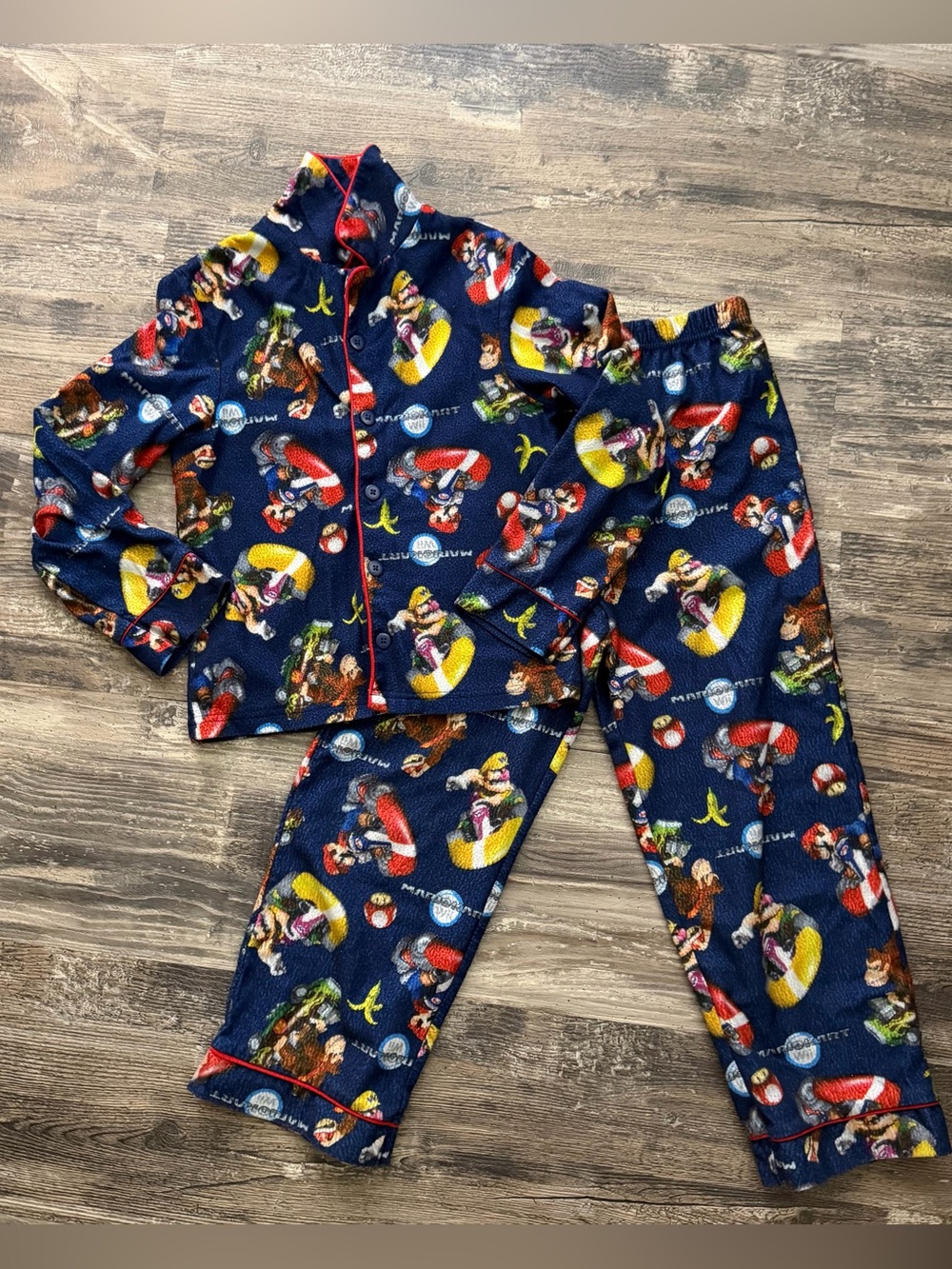 Mario Kart Wii 2 piece winter flannel pajama set boys 10 Mario Luigi Donkey Kong